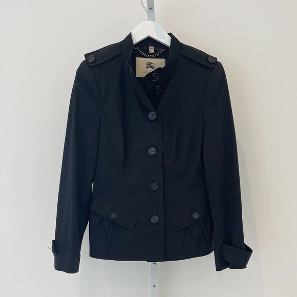 BURBERRY LONDON SLIM FIT BLACK COTTON JACKET SIZE UK 10 / IT 42 / US 8 - Picture 4 of 15